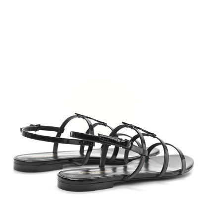 Saint Laurent Patent Calfskin Cassandra Monogram Sandals 40 Black 4 of 8
