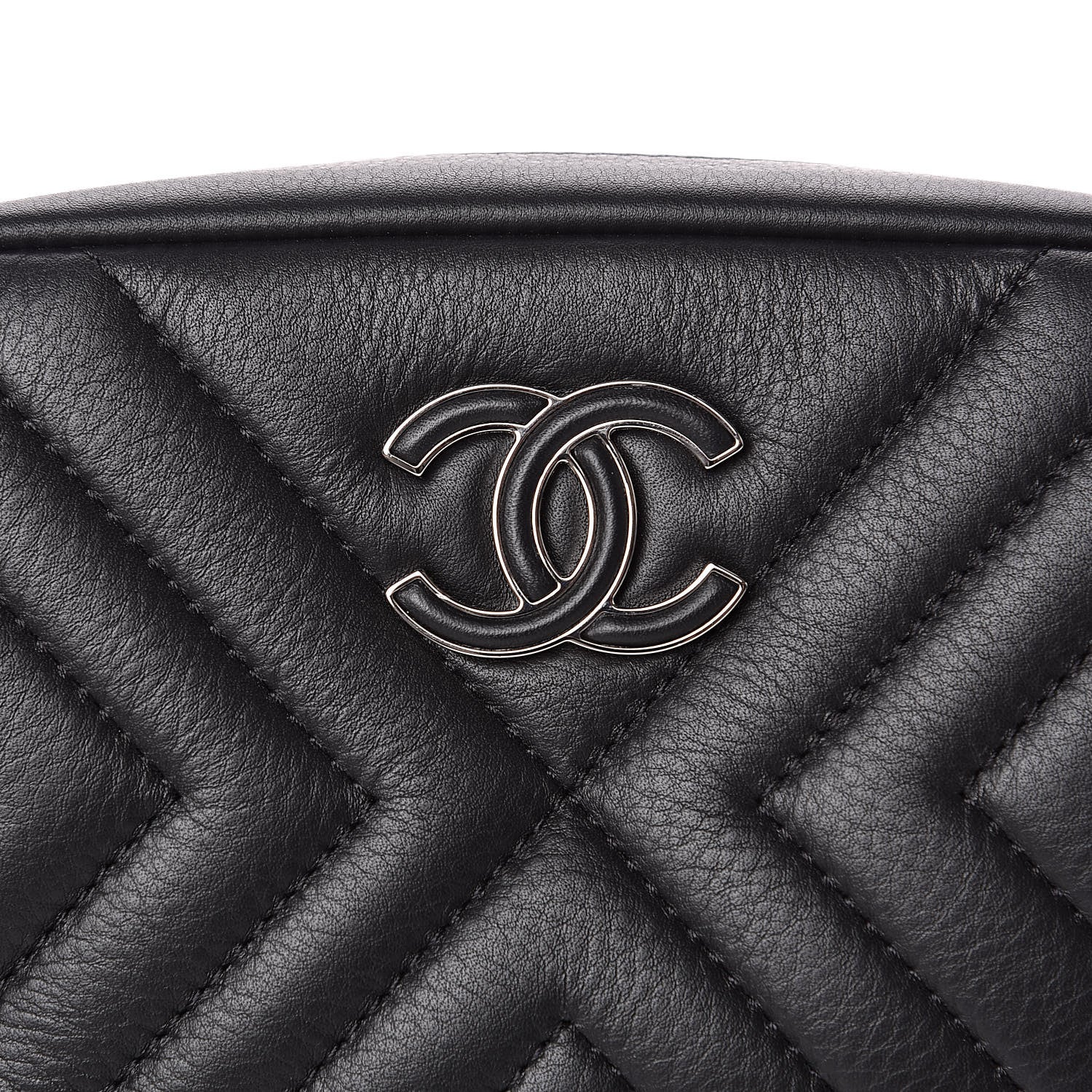 Chanel Calfskin Diagonal Chevron Quilted Tassel Camera Case Black 10 of 11