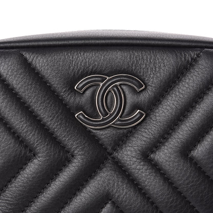Chanel Calfskin Diagonal Chevron Quilted Tassel Camera Case Black 10 of 11