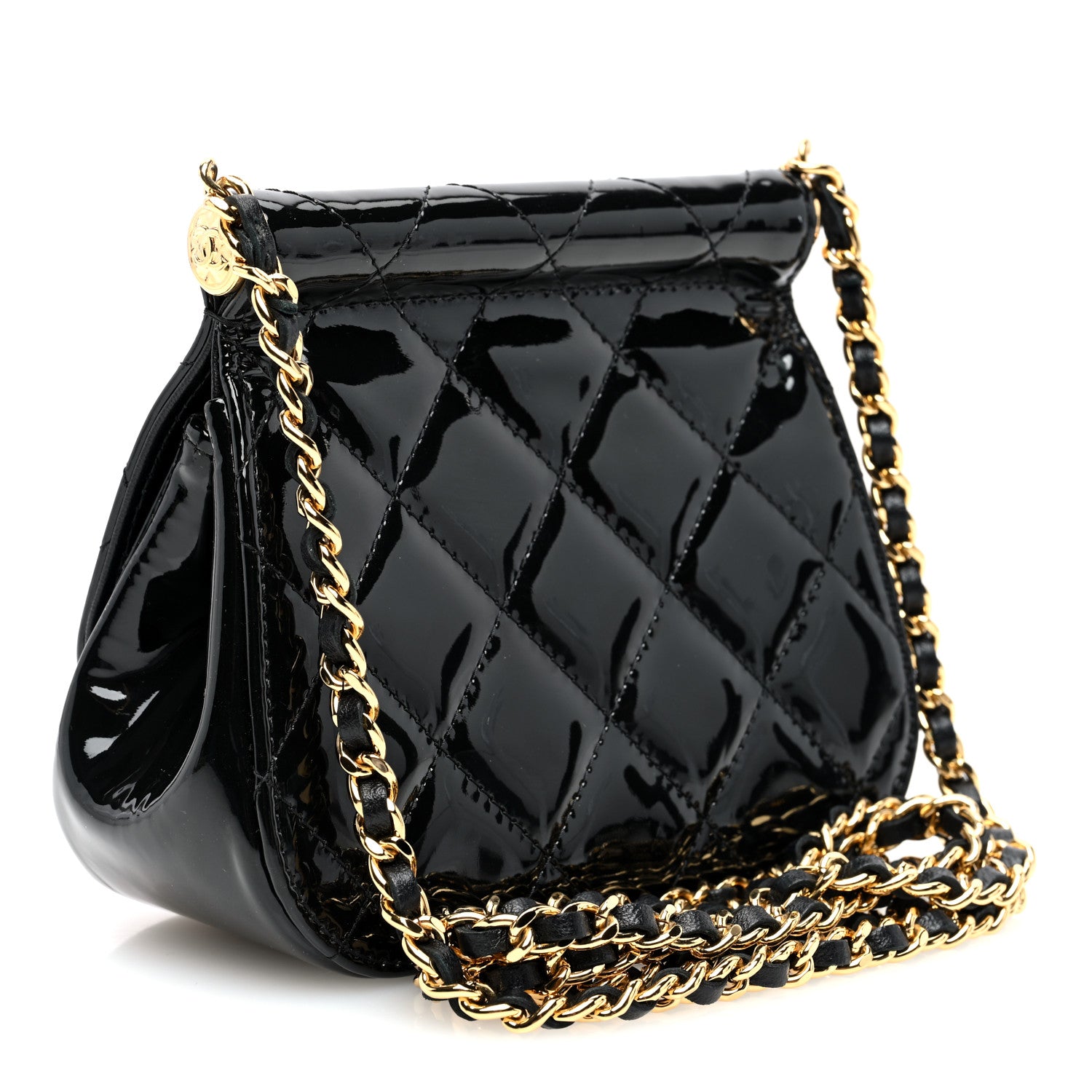 Chanel Patent Quilted Frame Clutch Flap With Chain Black 3 of 10