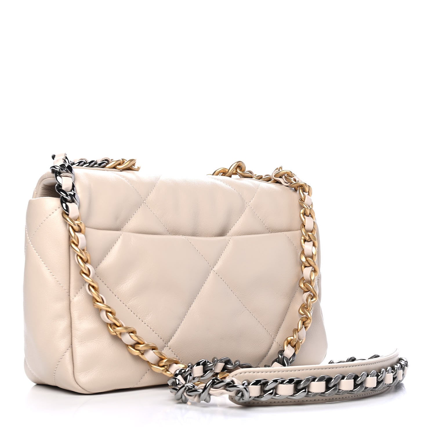 Chanel Goatskin Quilted Medium Chanel 19 Flap Beige 2 of 5