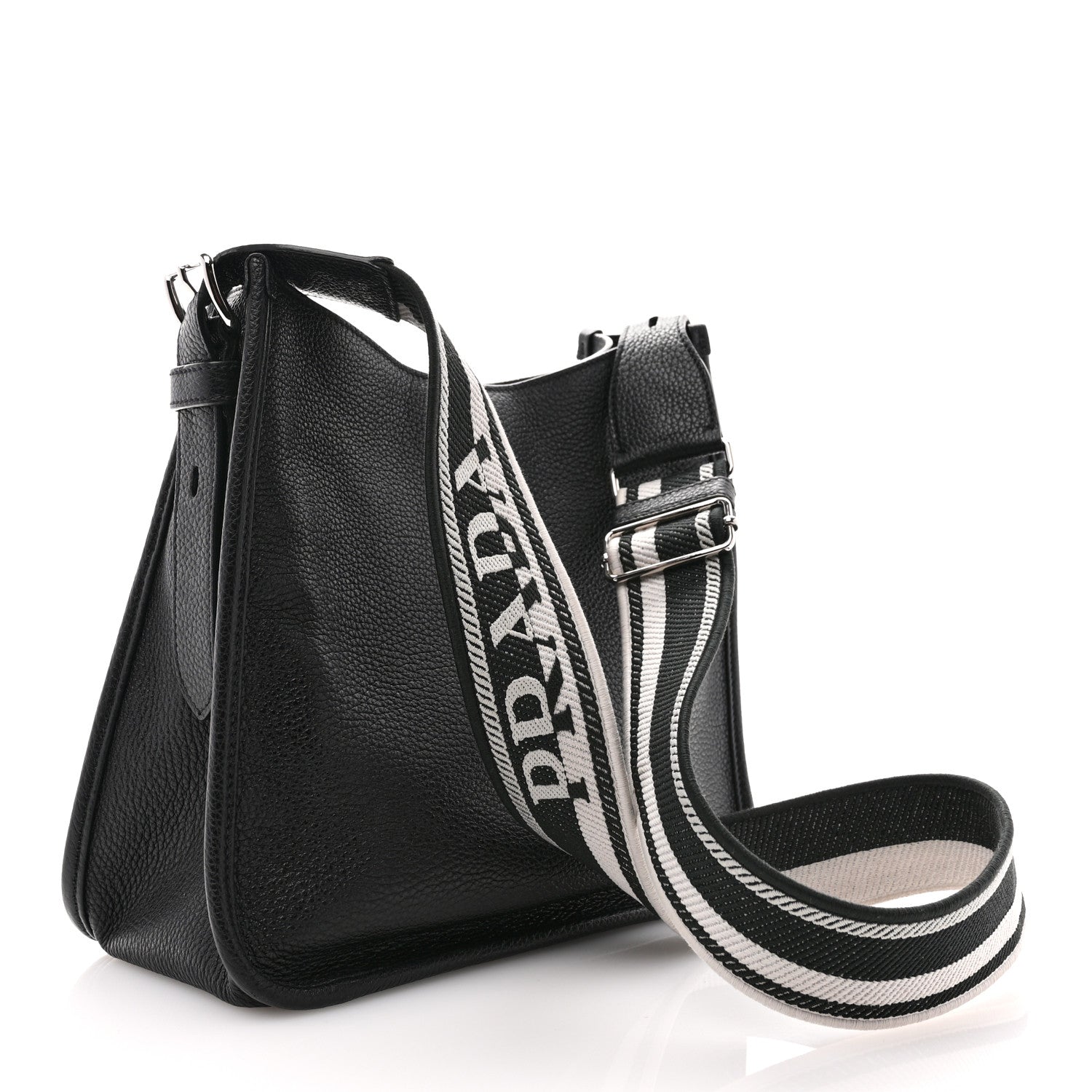 Prada Vitello Daino Soft Hobo Messenger Bag Black 3 of 9