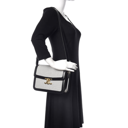 Celine Textile Natural Calfskin Large Triomphe Black 2 of 9