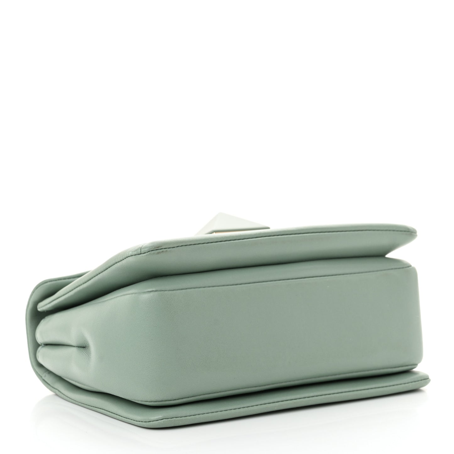Nappa Lacquer Monochrome One Stud Chain Clutch Morning Dew