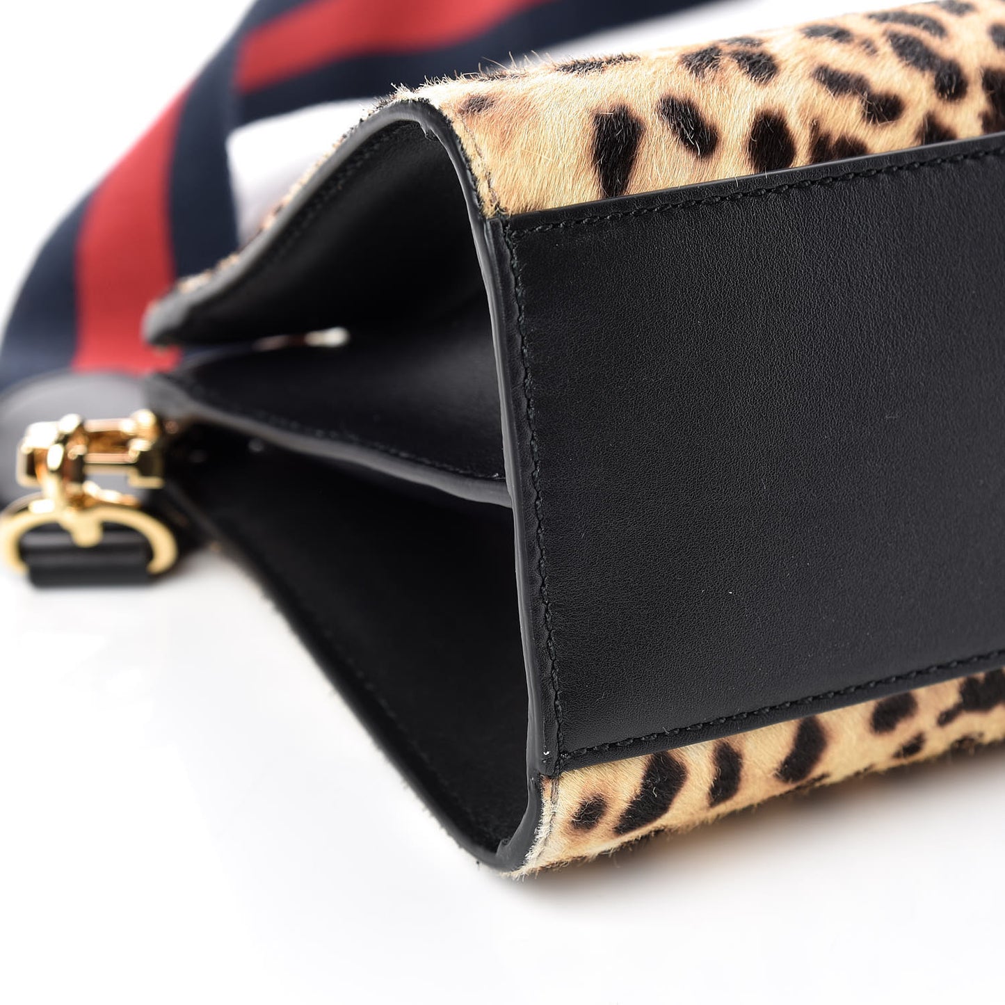Calf Hair Bamboo Web Leopard Print Mini Nymphaea Top Handle Bag