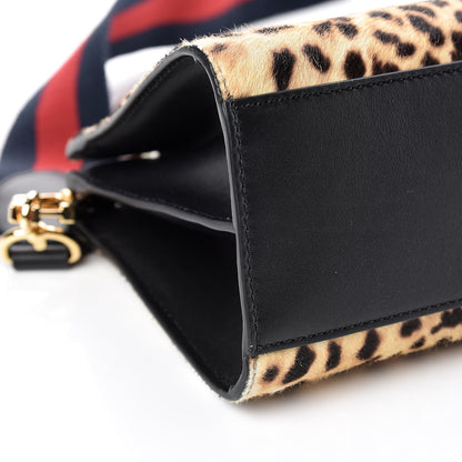 Gucci Calf Hair Bamboo Web Leopard Print Mini Nymphaea Top Handle Bag 5 of 13
