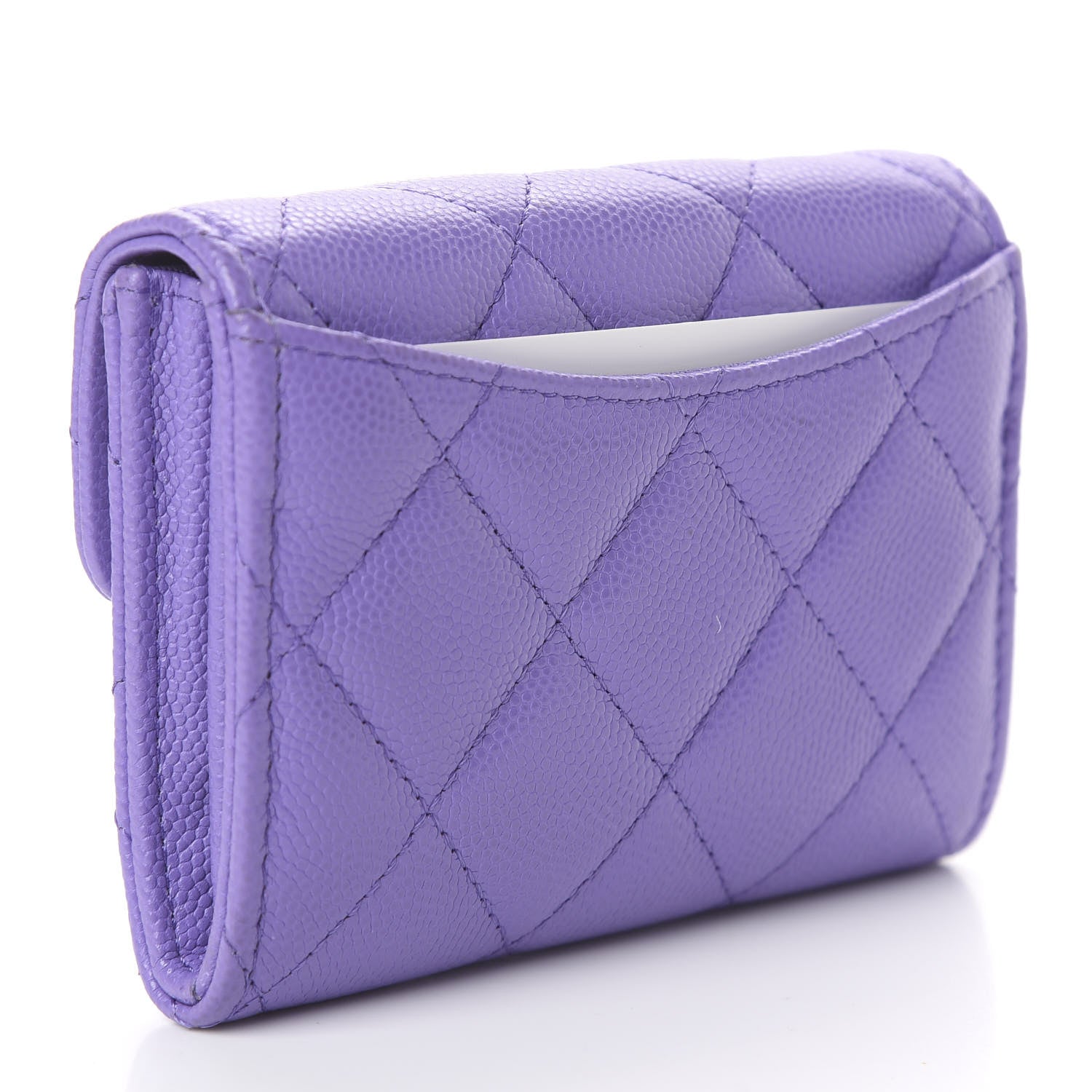 Chanel Caviar Quilted Flap Card Holder Wallet Purple 2 of 7