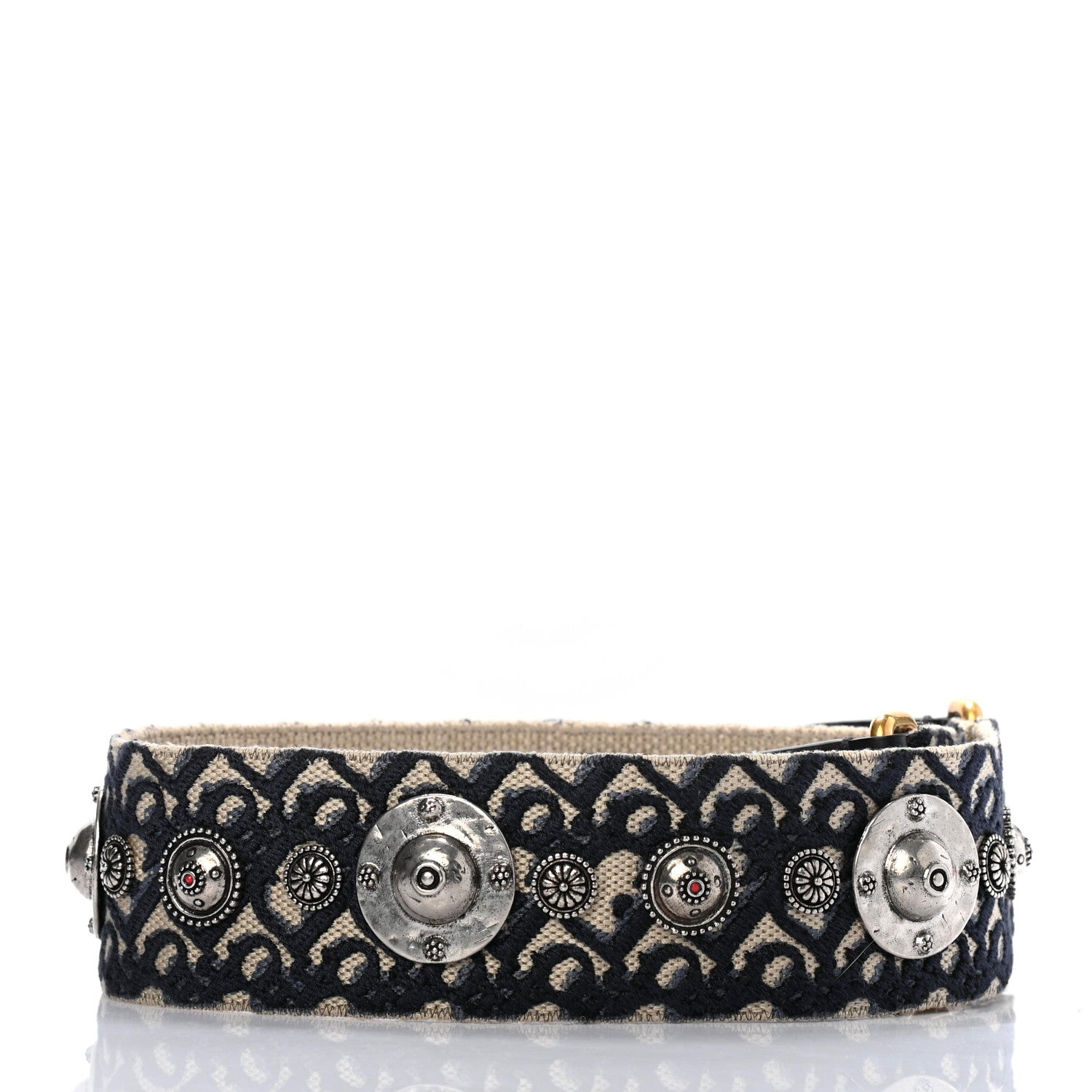 Christian Dior Oblique Studded Shoulder Strap Blue 2 of 4
