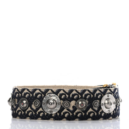 Christian Dior Oblique Studded Shoulder Strap Blue 2 of 4