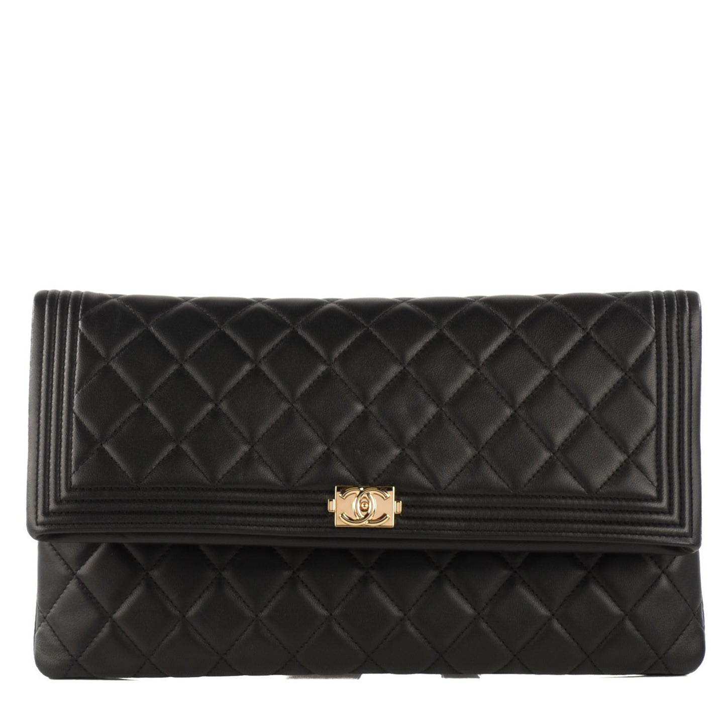 Lambskin Quilted Beauty CC Boy Clutch Black