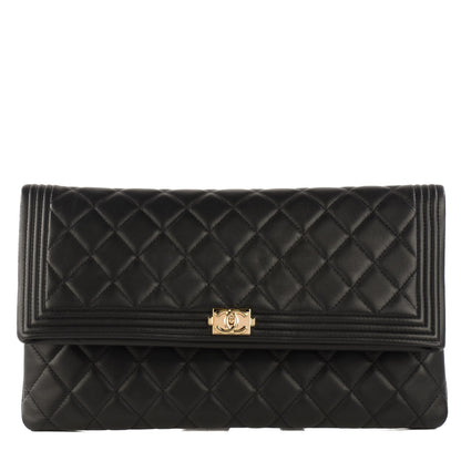 Chanel Lambskin Quilted Beauty CC Boy Clutch Black 1 of 7