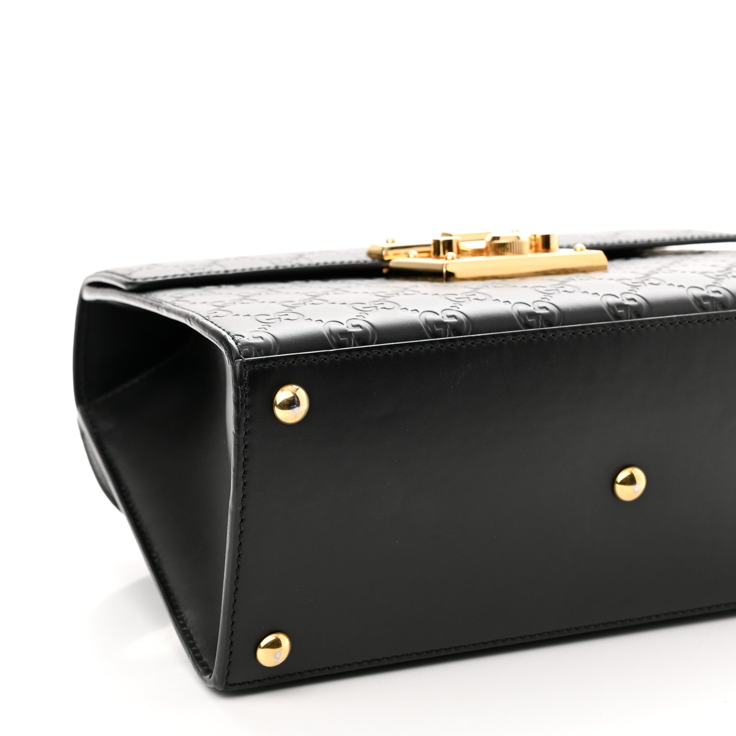 Guccissima Signature Small Padlock Top Handle Bag Black