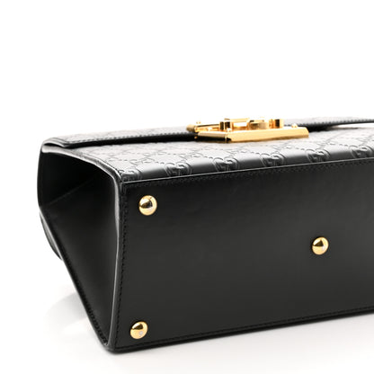 Gucci Guccissima Signature Small Padlock Top Handle Bag Black 9 of 12