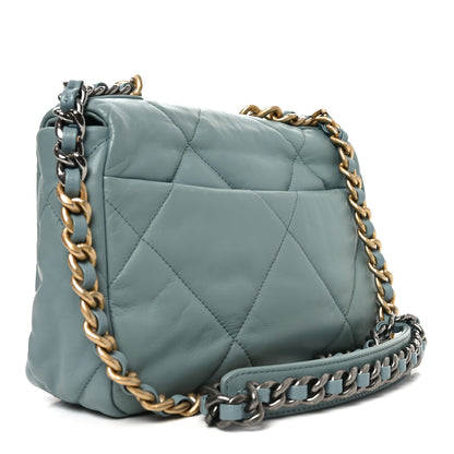 Chanel Goatskin Quilted Medium Chanel 19 Flap Light Blue 3 of 10