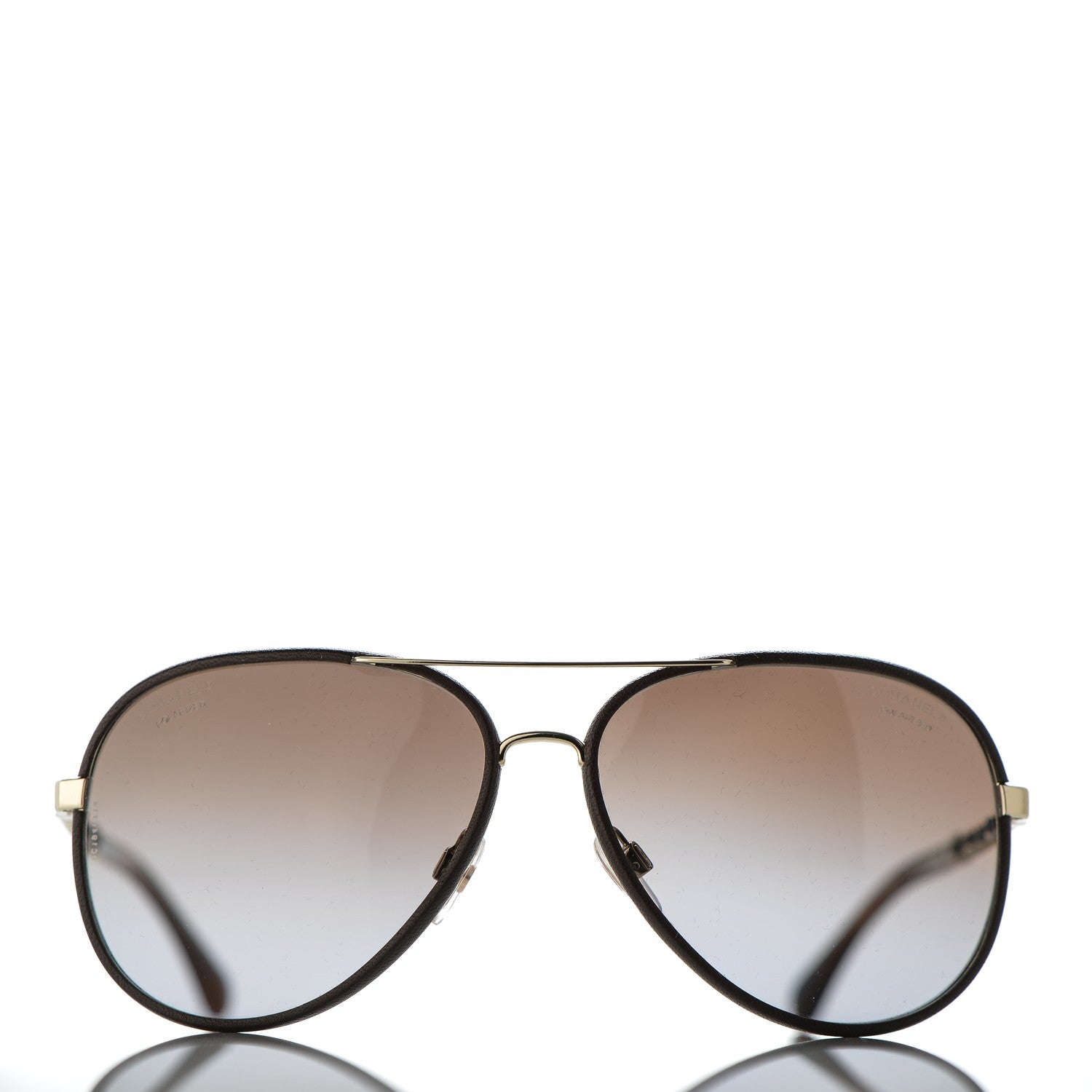 Chanel Lambskin Aviator Chain Sunglasses 4194-Q Brown 4 of 9