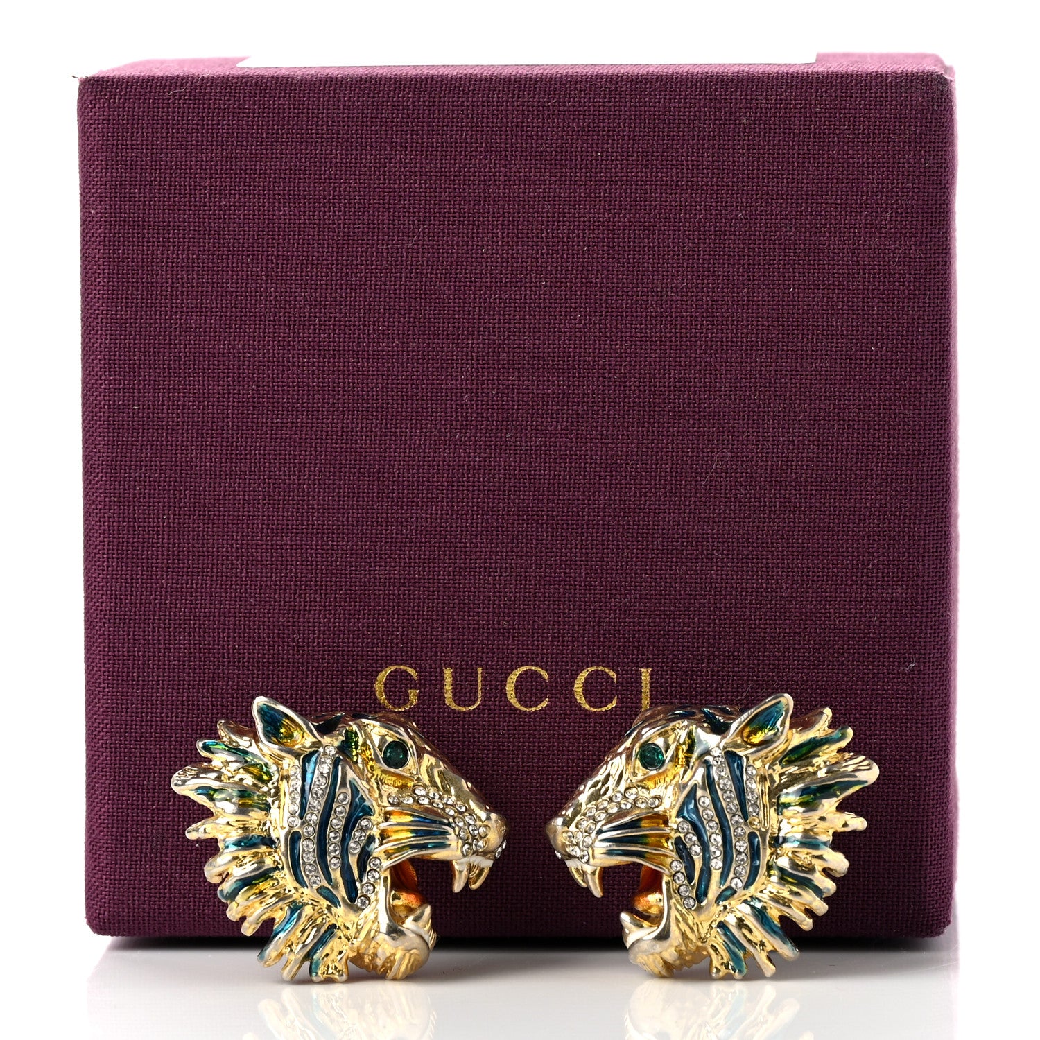 Gucci Crystal Rajah Earrings Gold 5 of 5