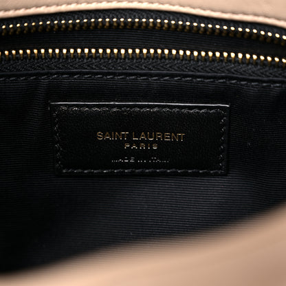 Saint Laurent Lambskin Quilted Toy Loulou Puffer Monogram Chain Satchel Dark Beige 7 of 12