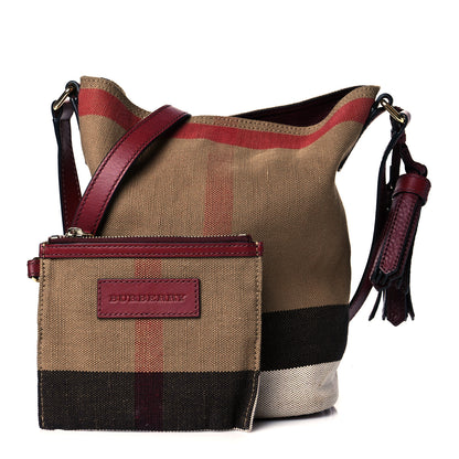Burberry Canvas Mega Check Medium Ashby Hobo Burgundy Red 1 of 10