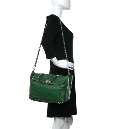 Valentino Garavani Vitello Rockstud Single Handle Flap Tote Pop Green 2 of 9