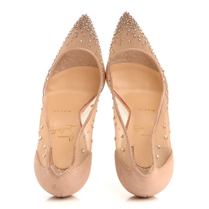 Christian Louboutin Suede Lame Crystal Strass Follies 100 Pumps  38.5 Light Silk 2 of 9