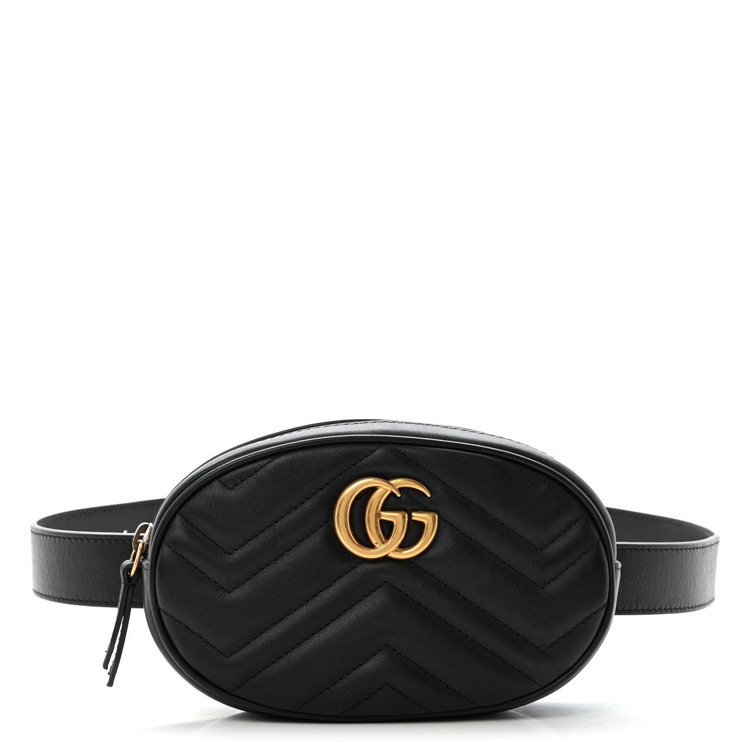 Gucci Calfskin Matelasse GG Marmont Belt Bag 85 34 Black 1 of 13