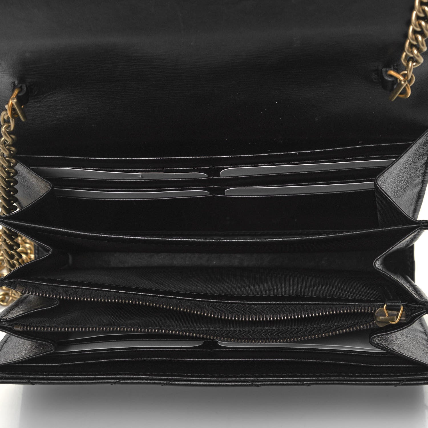 Gucci Calfskin Matelasse GG Marmont Chain Wallet Black 5 of 9