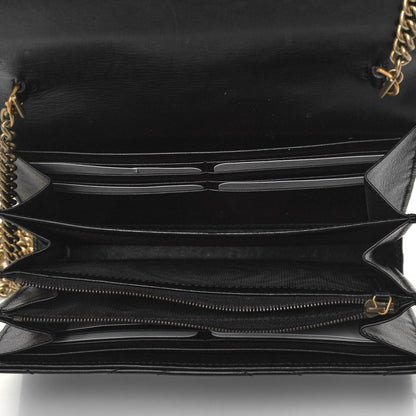 Gucci Calfskin Matelasse GG Marmont Chain Wallet Black 5 of 9
