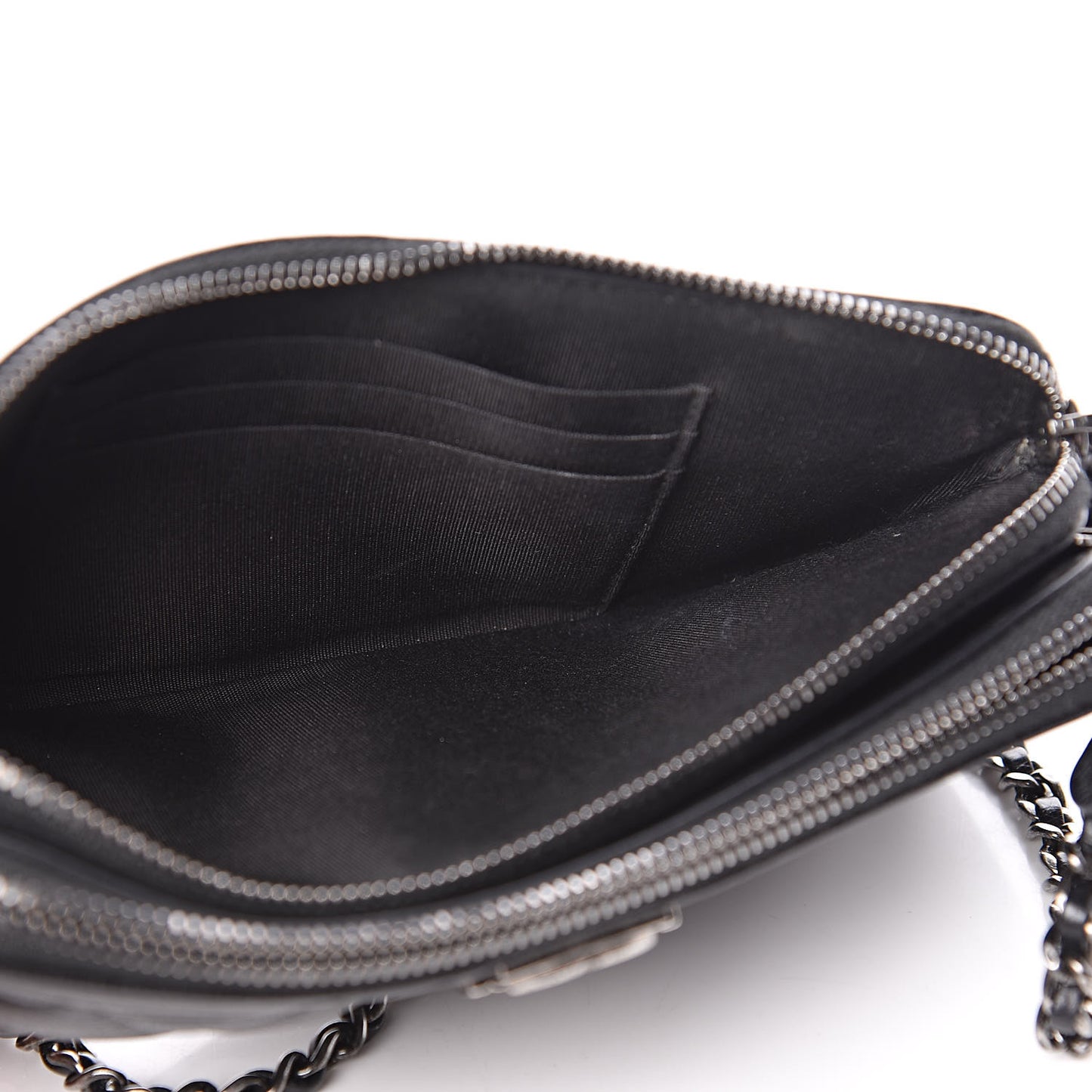 Calfskin Quilted Small Boy Clutch With Chain Black