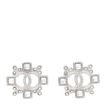 Chanel Swarovski Crystal CC Earrings Silver 1 of 4