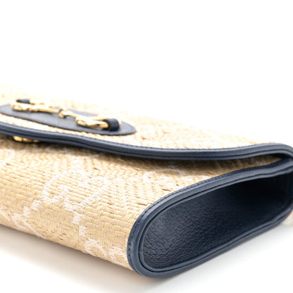 Gucci Raffia Textured Dollar Calfskin GG Monogram Web Small Horsebit 1955 Crossbody Bag 9 of 10