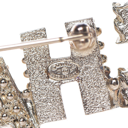 Chanel Pearl Enamel Logo Brooch Multicolor 4 of 5