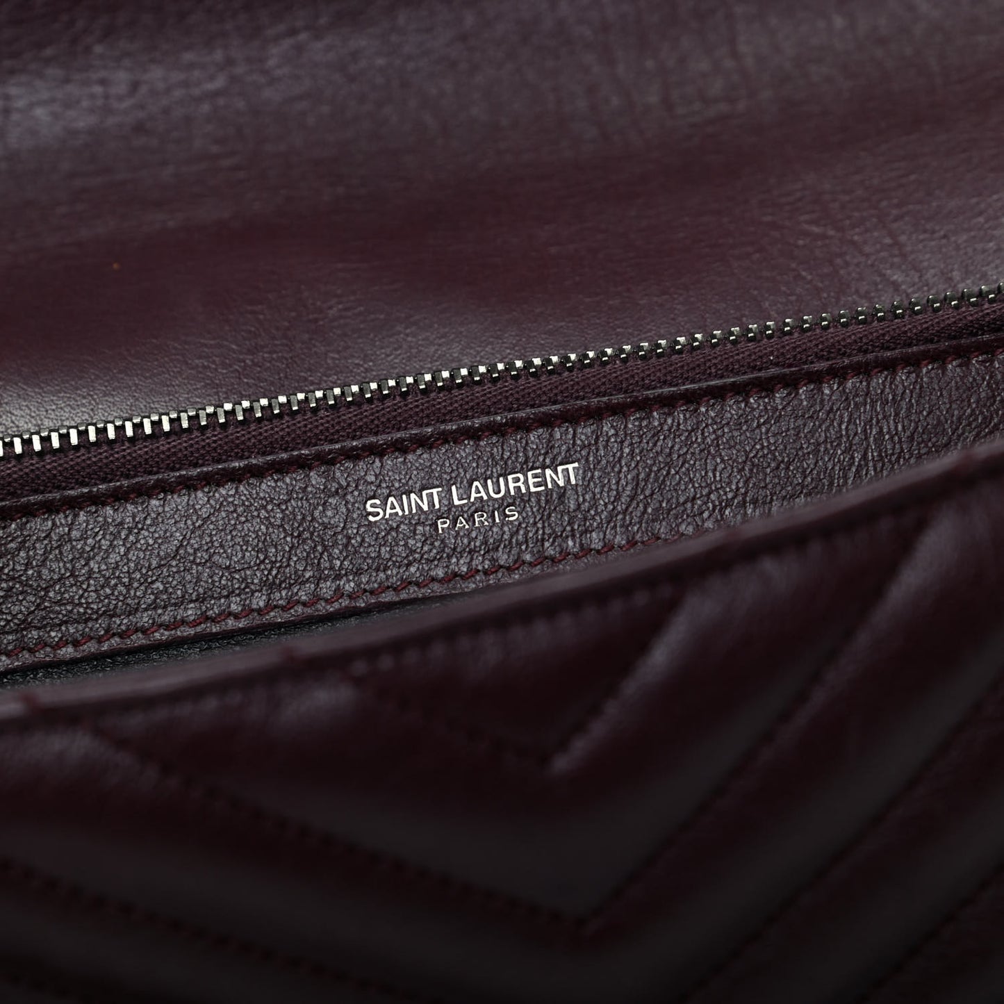 Sheepskin Matelasse Chevron Monogram Large College Satchel Bordeaux