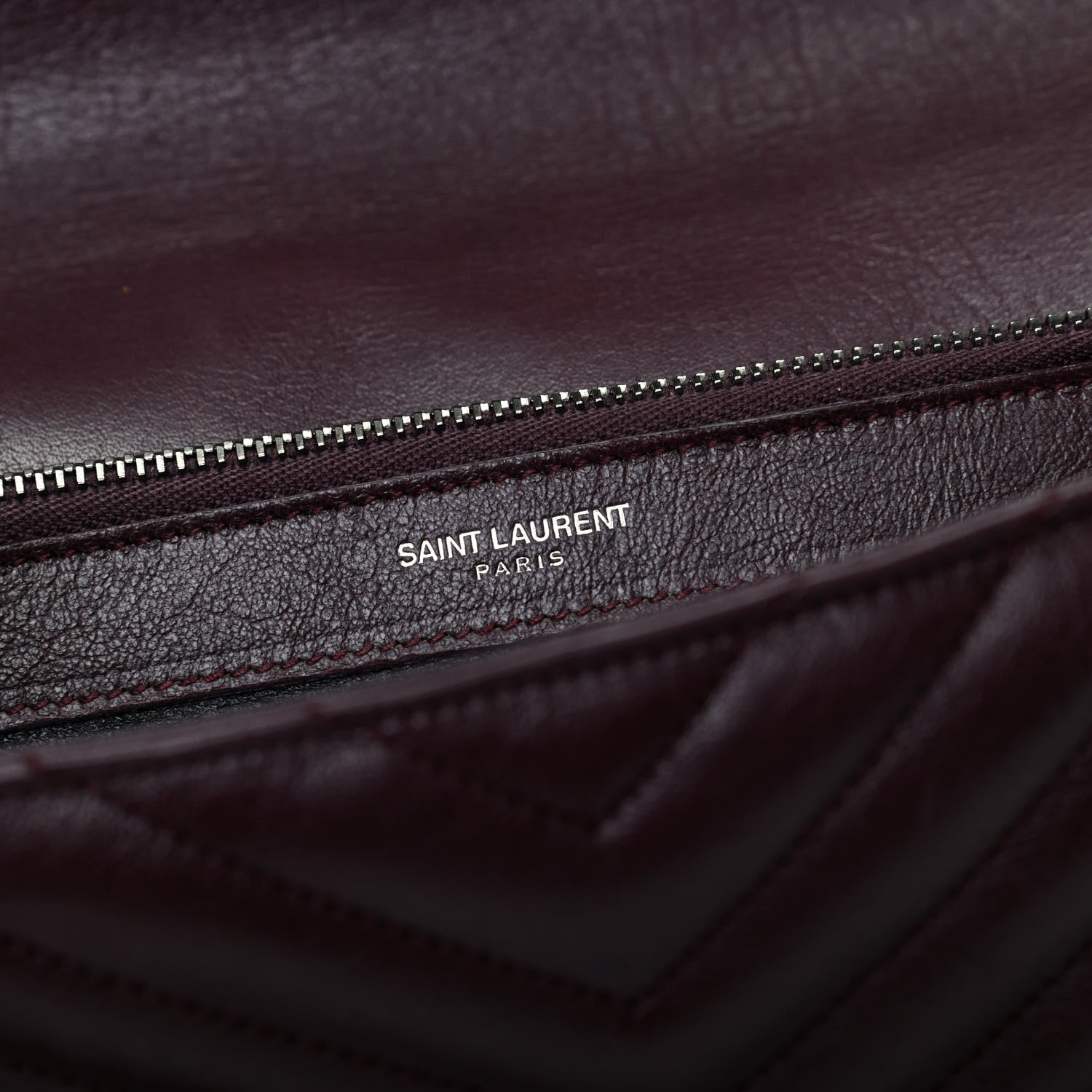 Saint Laurent Sheepskin Matelasse Chevron Monogram Large College Satchel Bordeaux 8 of 9