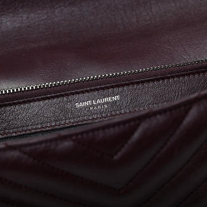 Saint Laurent Sheepskin Matelasse Chevron Monogram Large College Satchel Bordeaux 8 of 9