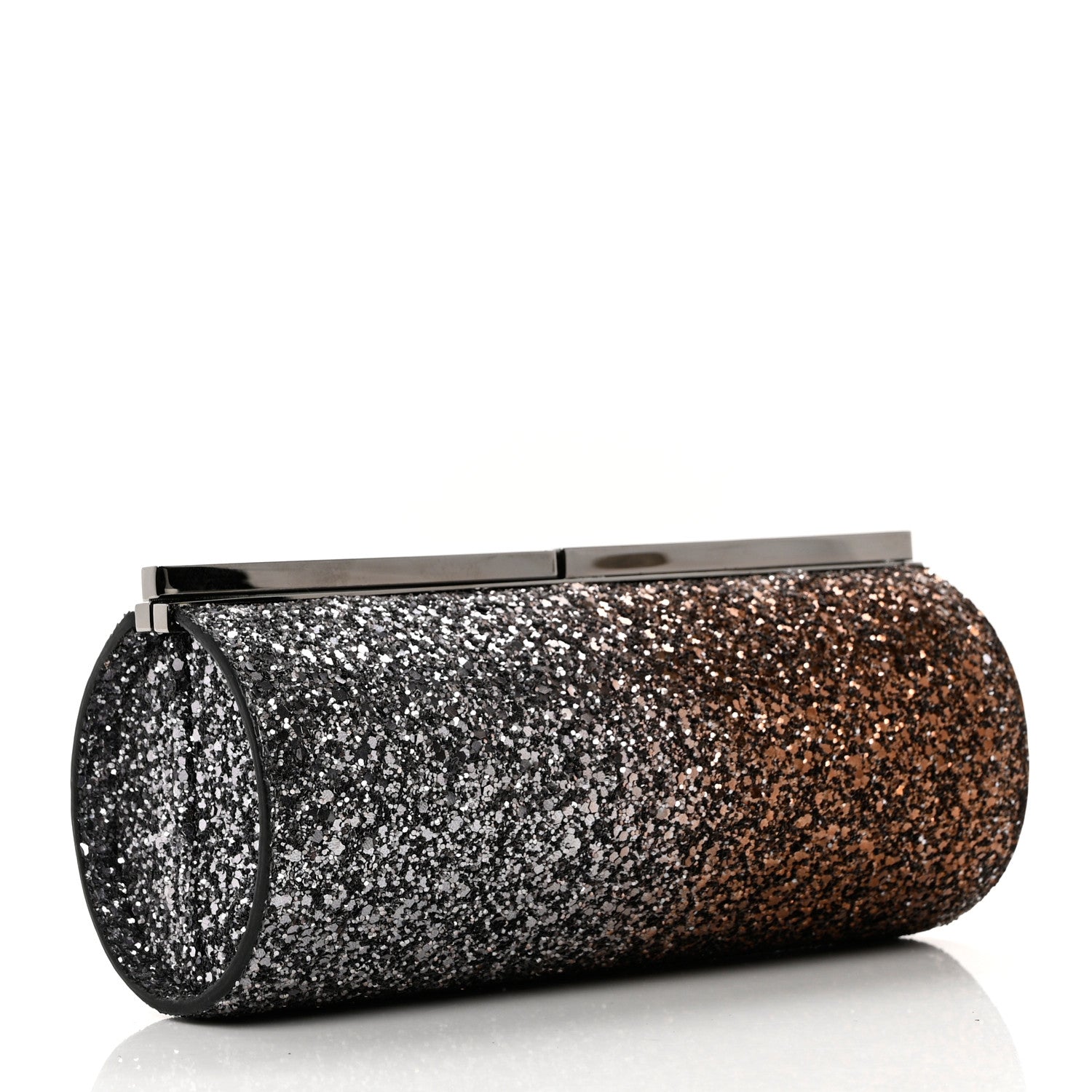Jimmy Choo Coarse Glitter Trinket Clutch Bronze Silver 3 of 6