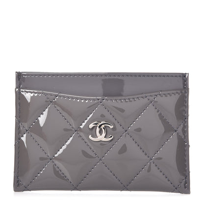 Chanel Patent Calfskin Quilted Card Holder Dark Grey 1 of 8