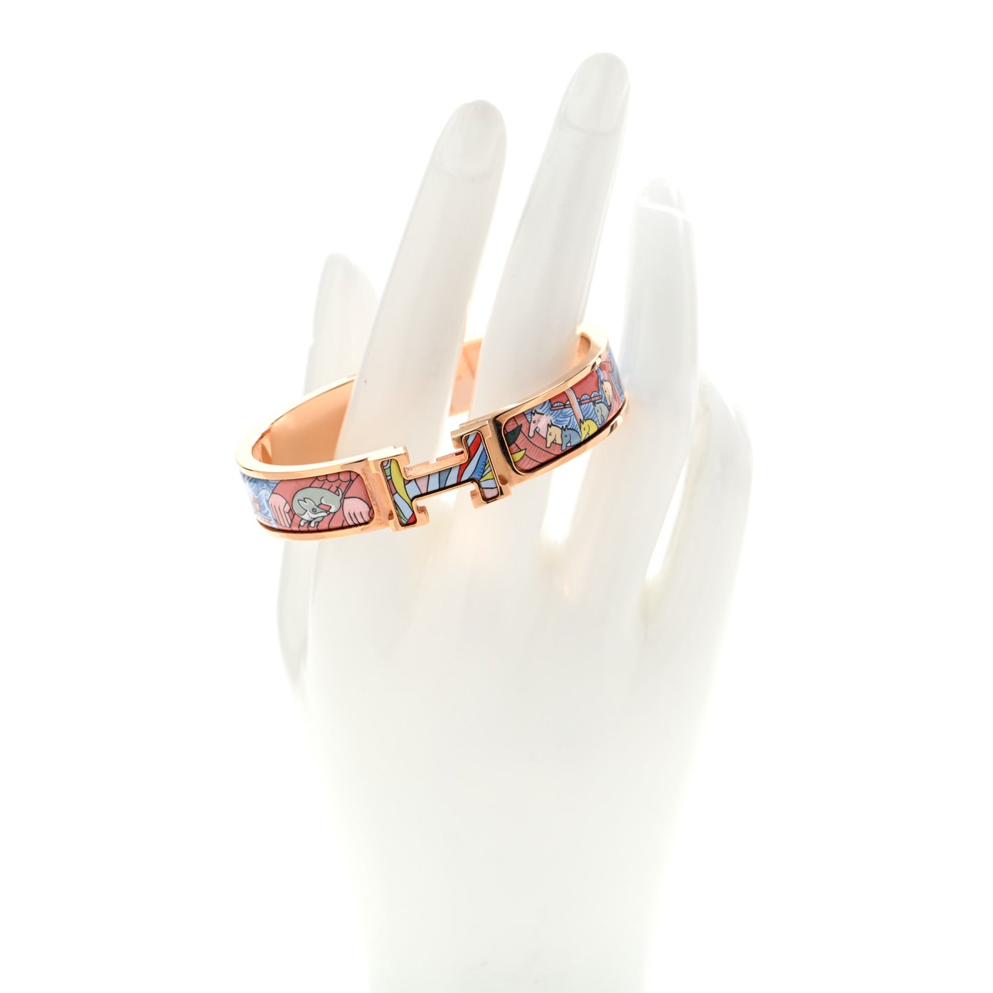 Enamel Narrow Print Cosmographia Universalis Clic Clac H Bracelet PM Album De Soie