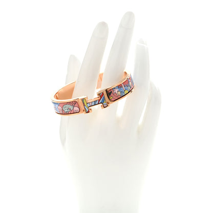Hermes Enamel Narrow Print Cosmographia Universalis Clic Clac H Bracelet PM Album De Soie 2 of 4
