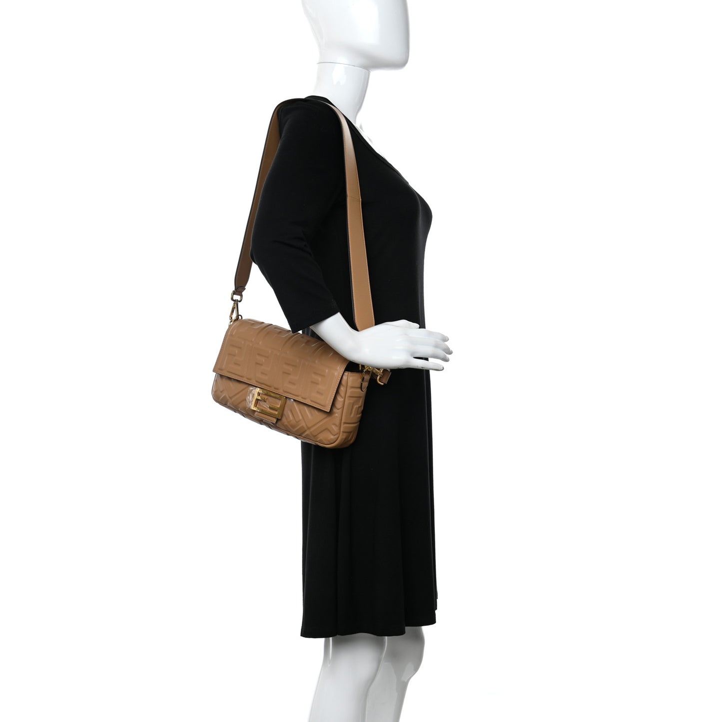 Nappa FF 1974 Embossed Baguette Miele Scuro