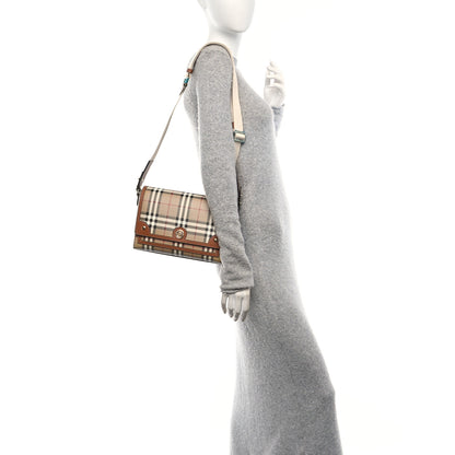 Burberry Coated Canvas Calfskin Vintage Check Medium Note Crossbody Bag Briar Brown 2 of 9