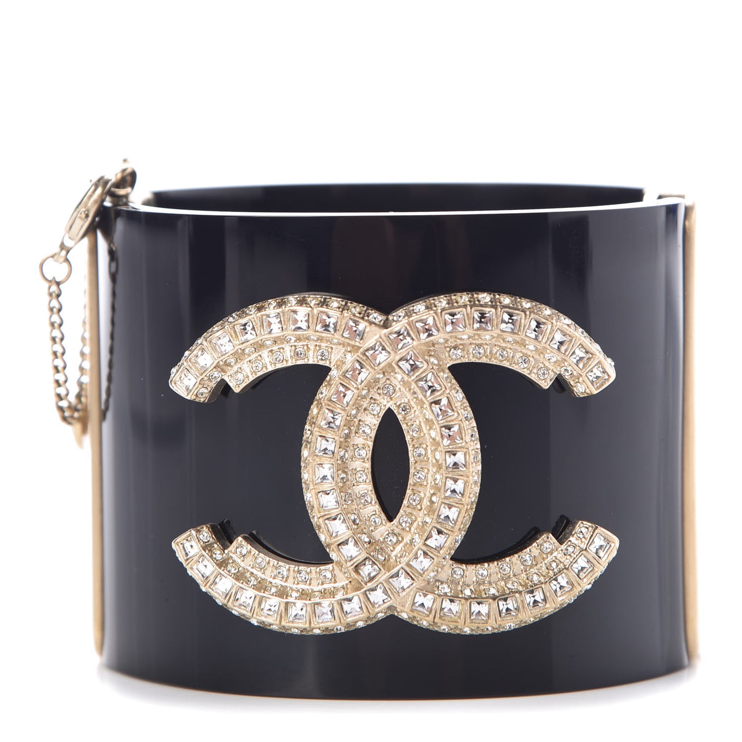 Resin Crystal Baguette CC Wide Cuff Black