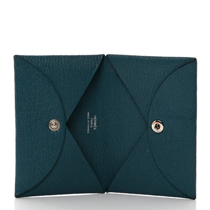 Hermes Chevre Mysore Calvi Card Case Vert Bosphore 5 of 8