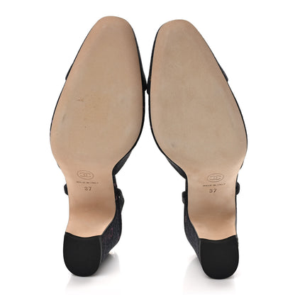 Chanel Denim Cap Toe Denim Mood Slingback Pumps 37 Black Multicolor 5 of 9