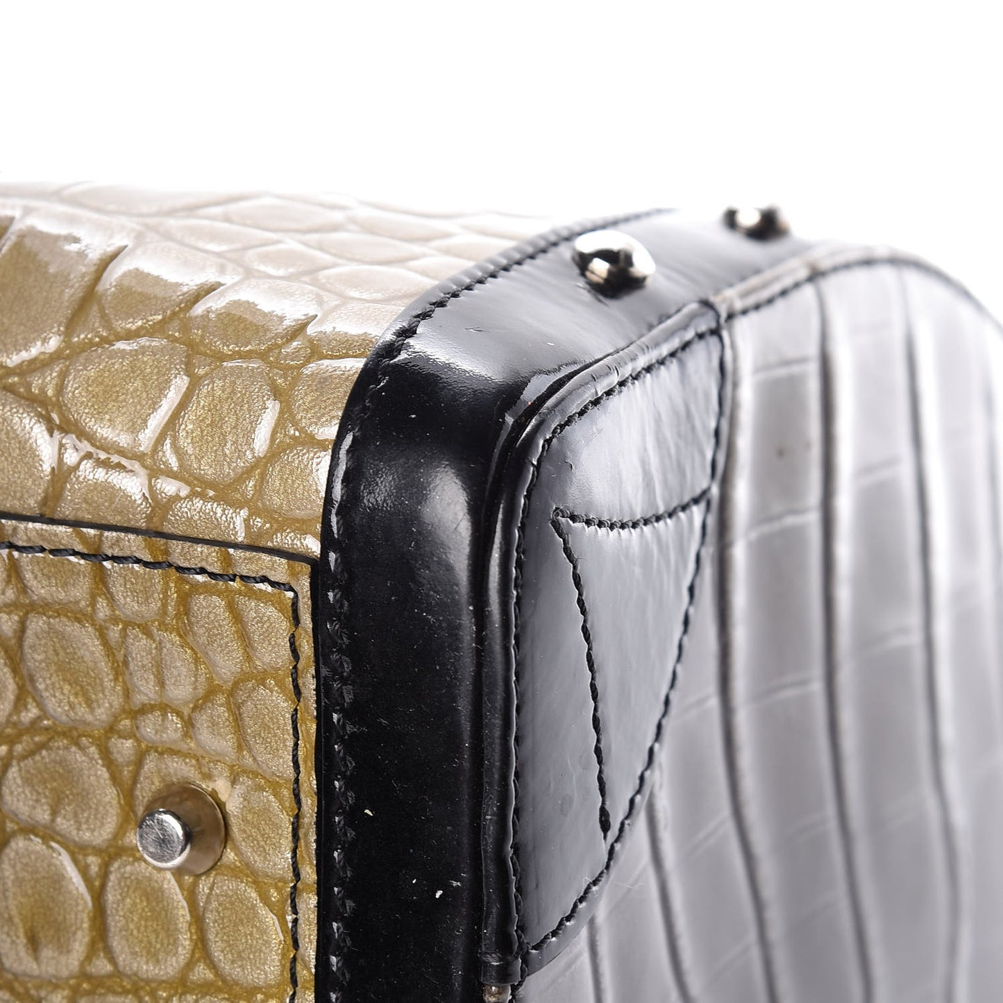 Calfskin Crocodile Embossed Madonna Satchel