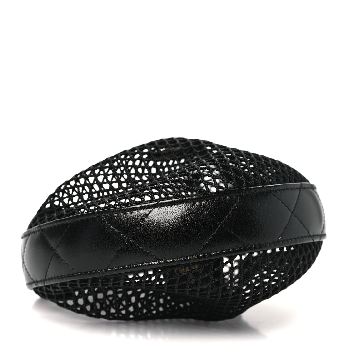 Mesh Shiny Lambskin Pouch Hobo Black