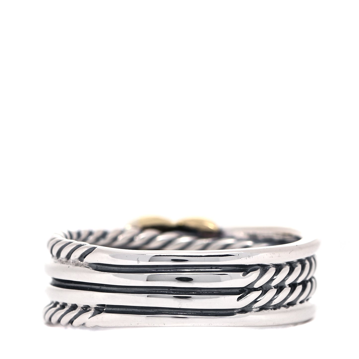Sterling Silver 18K Yellow Gold 6mm X Crossover Ring 54 6.75