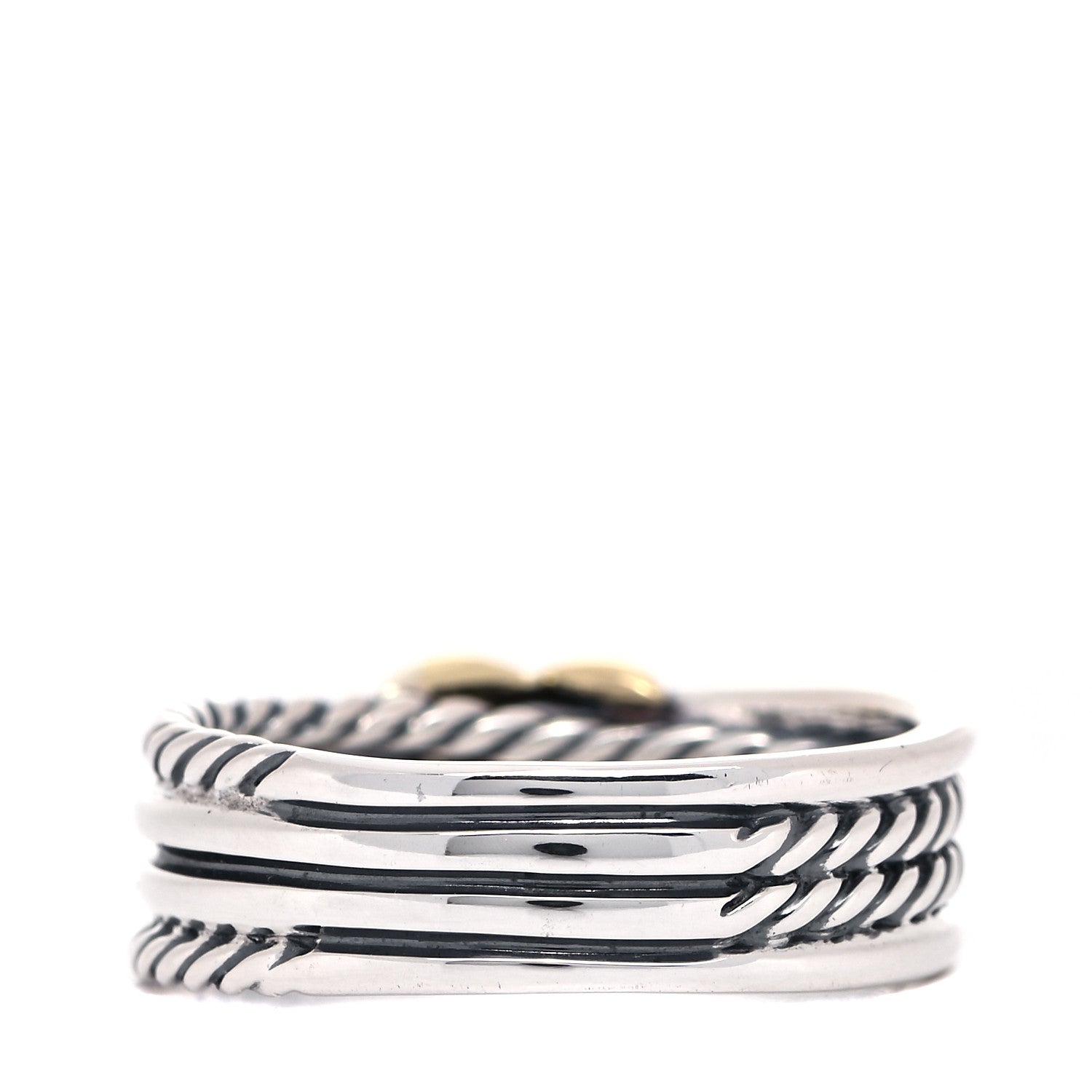 David Yurman Sterling Silver 18K Yellow Gold 6mm X Crossover Ring 54 6.75 3 of 5
