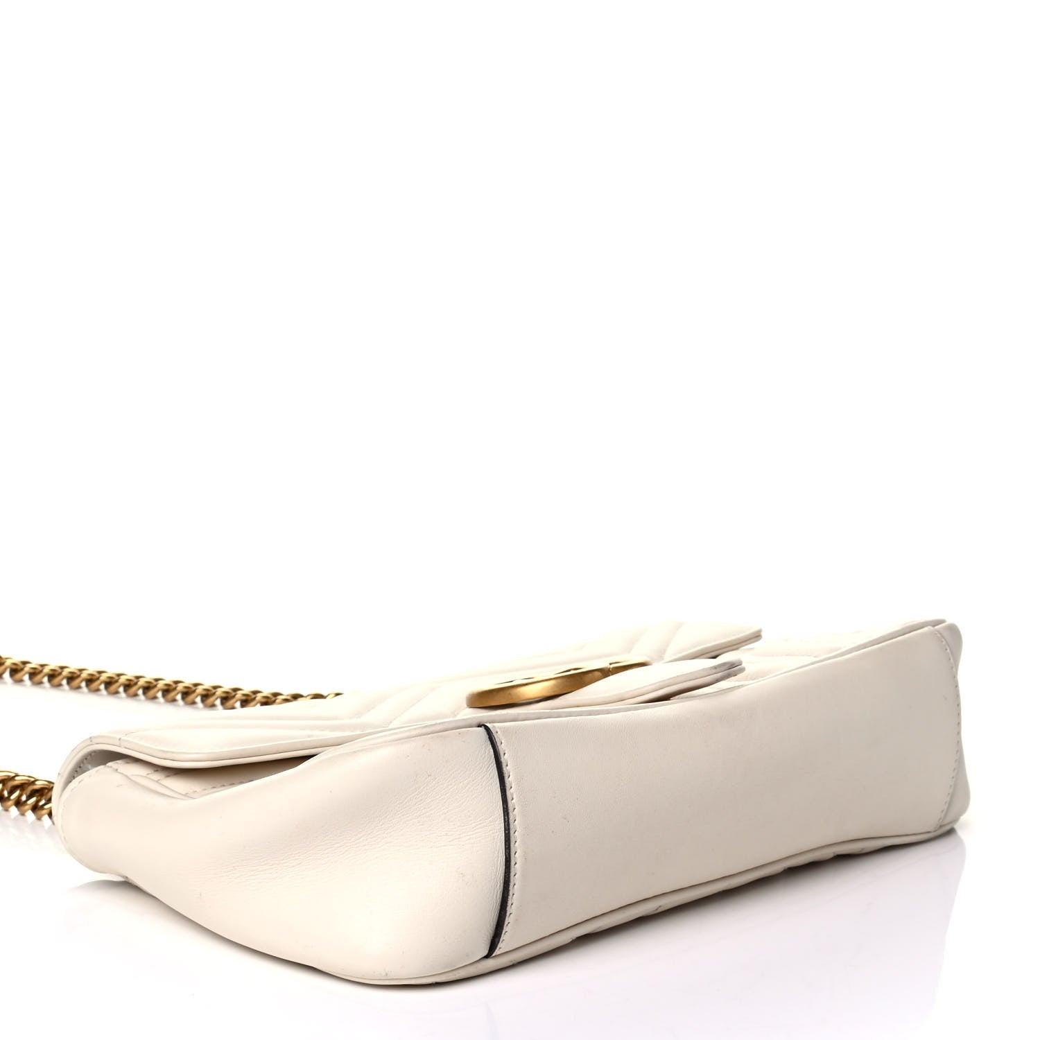 Gucci Calfskin Matelasse Small GG Marmont Shoulder Bag White 3 of 9