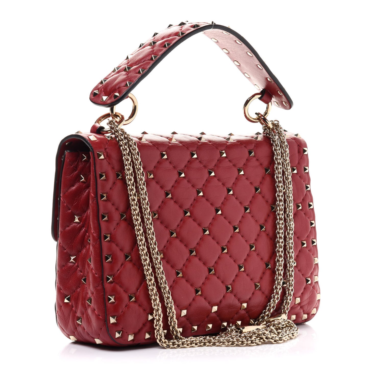 Nappa Medium Rockstud Spike Shoulder Bag Rosso Valentino