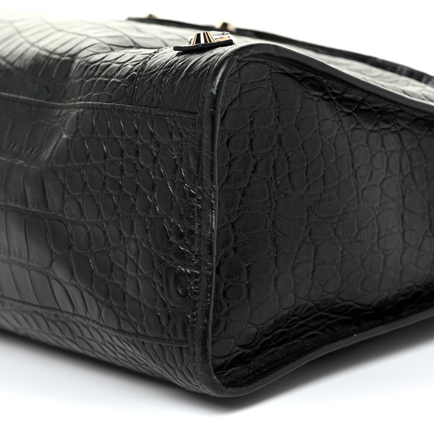 Balenciaga Calfskin Crocodile Embossed Classic Hardware City Black 19 of 24